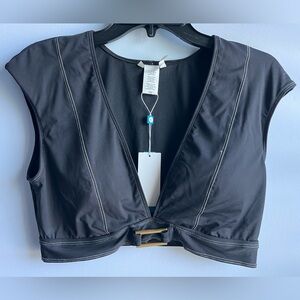 Bleu Rod Beattie A Fine Line Cap Sleeve Crop Bikini Top Size 12